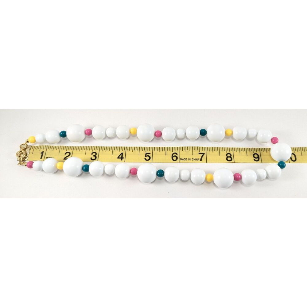 White, Teal, Pink and Yellow Vintage Beads - Picture 2 of 8